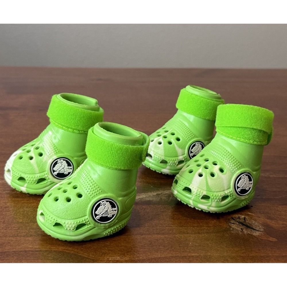 Dog Crocs Style Boots Size S Green Tie Dye Pet Shoes Set of 4 Adjustable